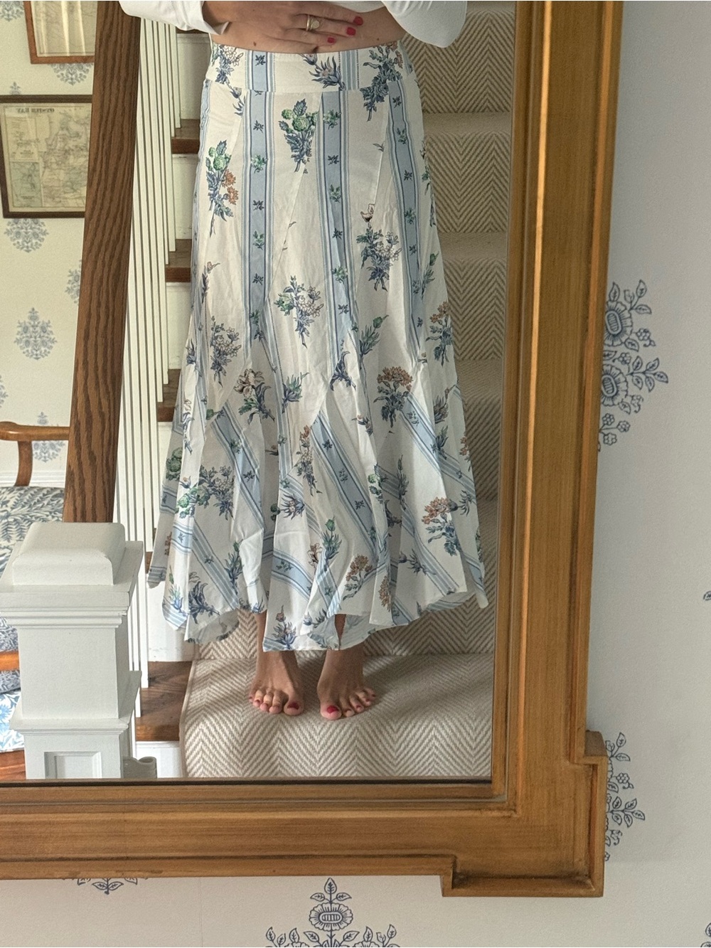 Tuckernuck Maxi Skirt with Blue Stripe and Floral Print - Picture 5 of 5